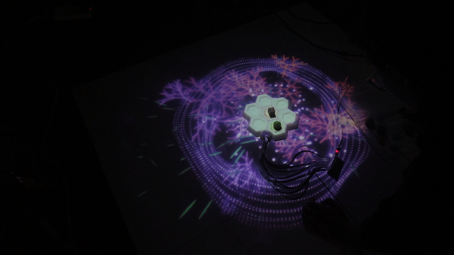 Touch interaction with modular nodes creating digital response